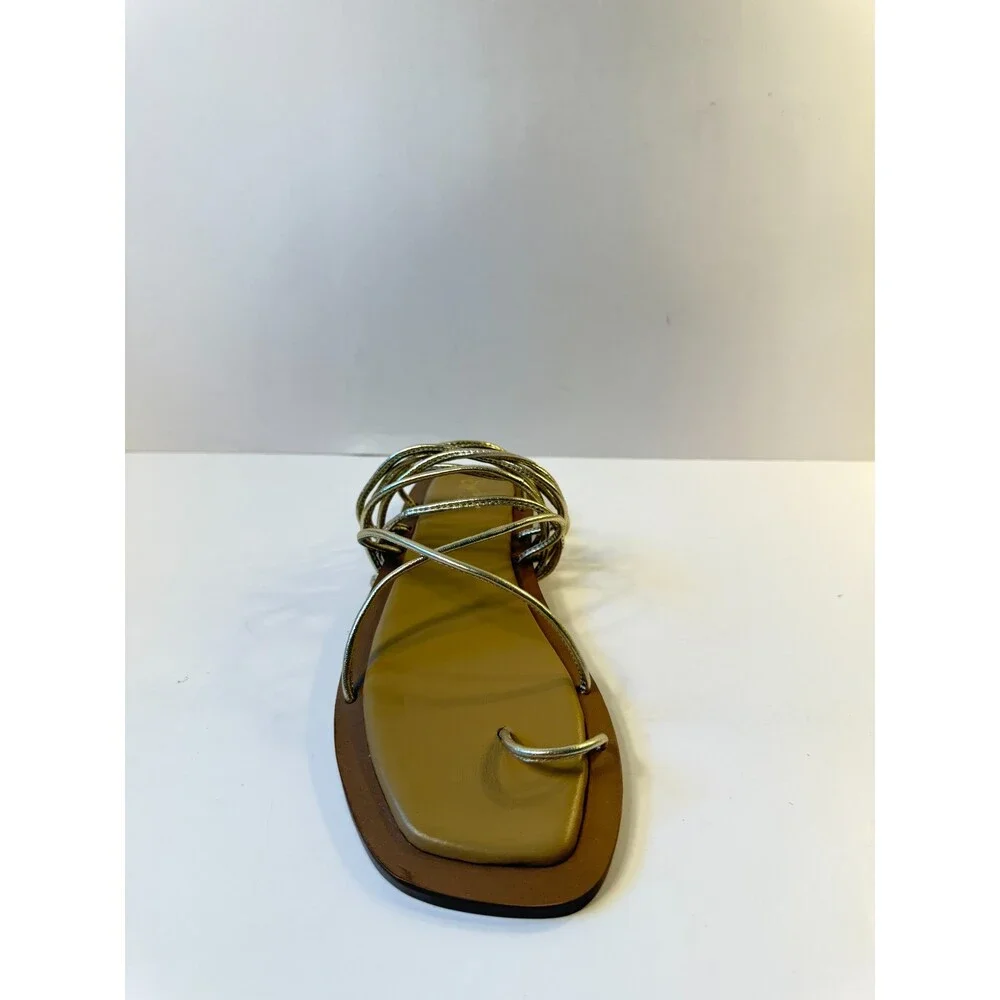 Seychelles Womens Sandals Lilac Flat Light Gold Metallic Leather US 10